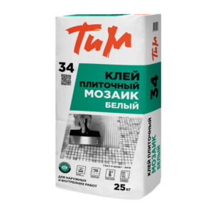 ТиМ 34  Клей плиточный белый, 25кг