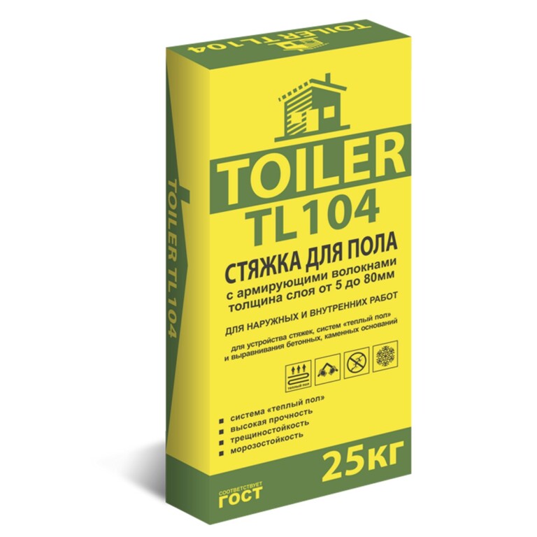 TOILER TL104 стяжка для пола с армирующими волокнами, 25кг