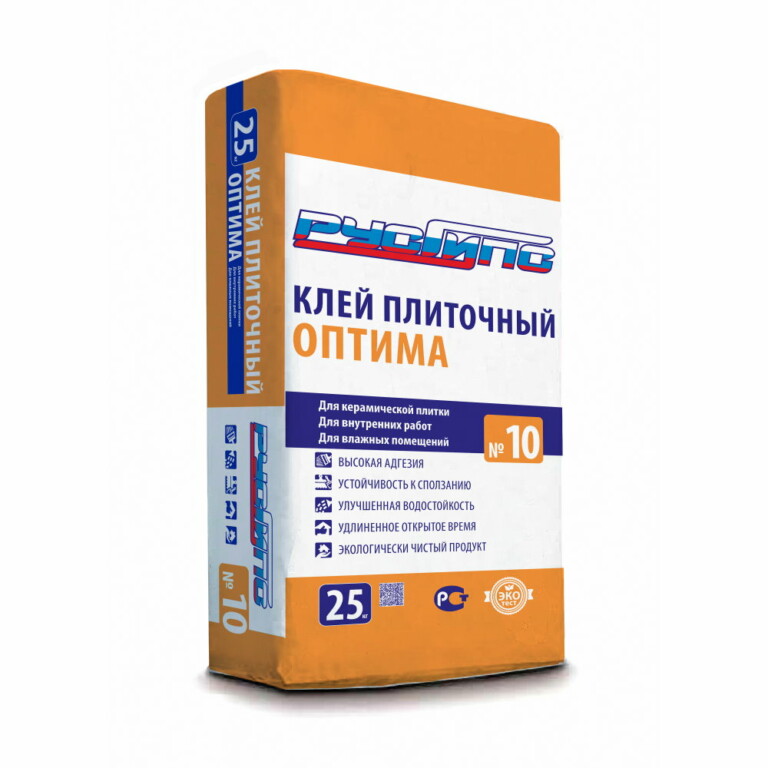 РусГипс №10 ОПТИМА клей для керамической плитки, 25кг